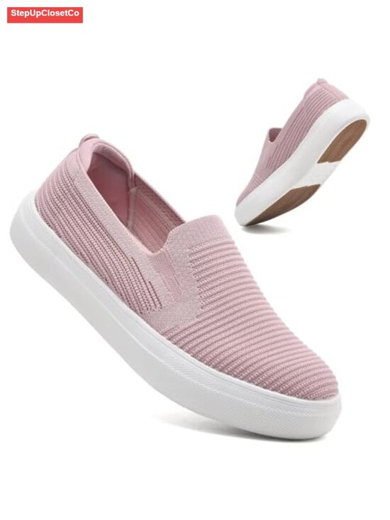 Shoes - Slip On Walking Shoes Lightweight Breathable Knit Casual Loafers Fashion